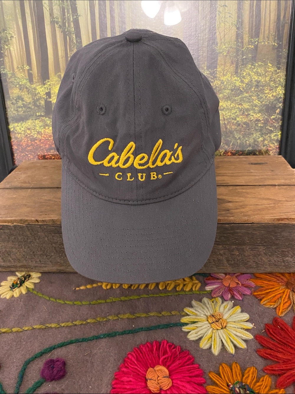 Cabela's Gray Baseball Cap with Yellow Embroidered Logo